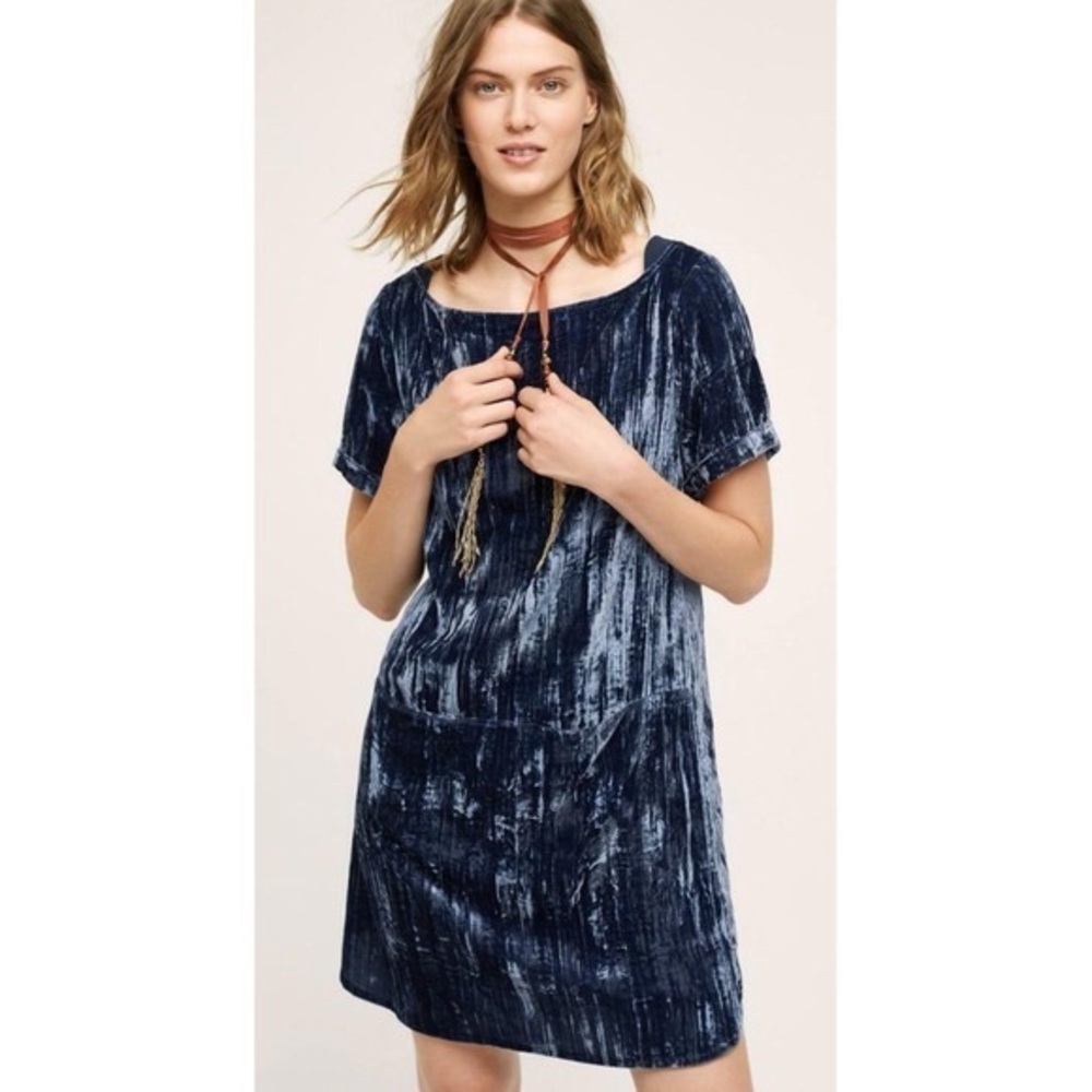Floreat Anthropologie Navy Velvet Dress
